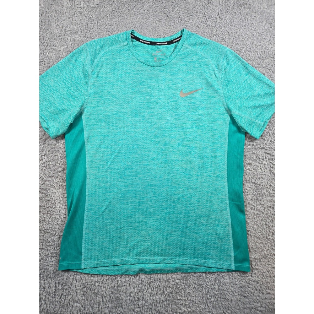 Nike Running Dri-FIT Shirt Large Teal Heather Women Short Sleeve Activewear